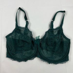 Adore Me 36H Womens Bra Green Lace Underwire Adjustable No padding Forest
